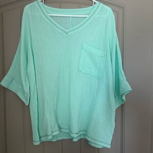 Amazon Green Boxy 3/4 Sleeve Blouse